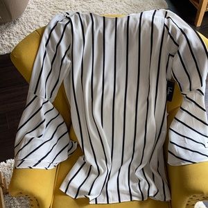 White and black strip loose dress